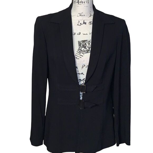 JULIANA COLLEZIONE black buckle closure jacket blazer 6 - Picture 1 of 8